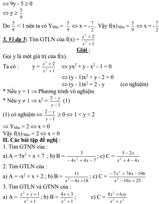 Sử dụng phương pháp miền giá trị để tìm GTLN, GTNN-1