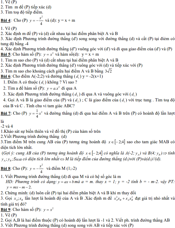 Dạng 2: Đồ thị hàm số bậc nhất và bậc hai-2