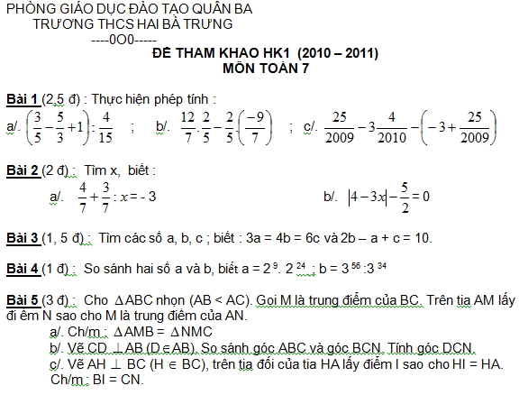 Đề kiểm tra Toán 7 học kì 1 THCS Hai Bà Trưng quận 3-1