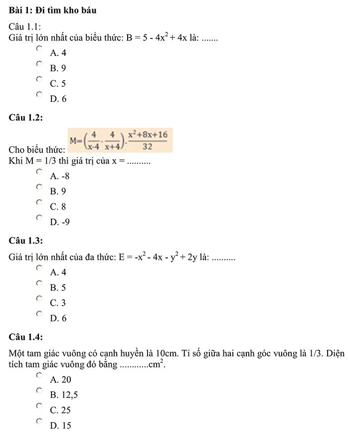 Đề thi Violympic môn Toán lớp 8-1