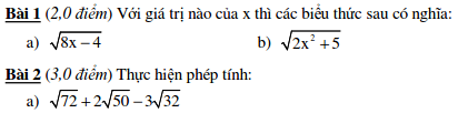 10 Đề kiểm tra Đại số 9 chương 1-9.1