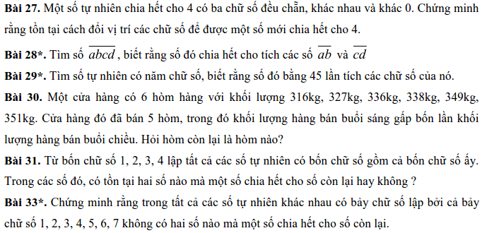 Bài tập về các dấu hiệu chia hết - Số học 6-2