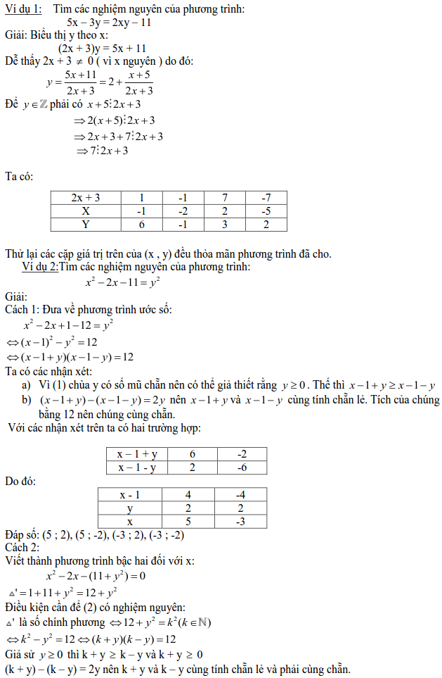 Các dạng phương trình nghiệm nguyên và cách giải-2