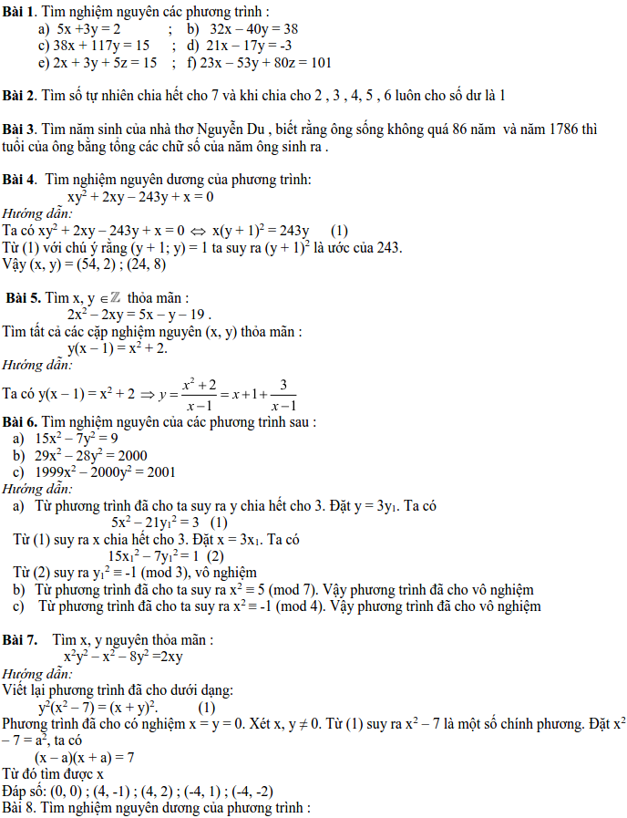 Các dạng phương trình nghiệm nguyên và cách giải-6