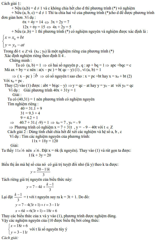 Các dạng phương trình nghiệm nguyên và cách giải