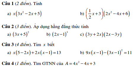 Đề kiểm tra Đại số 8 chương 1 THCS Đức Trí tp.HCM