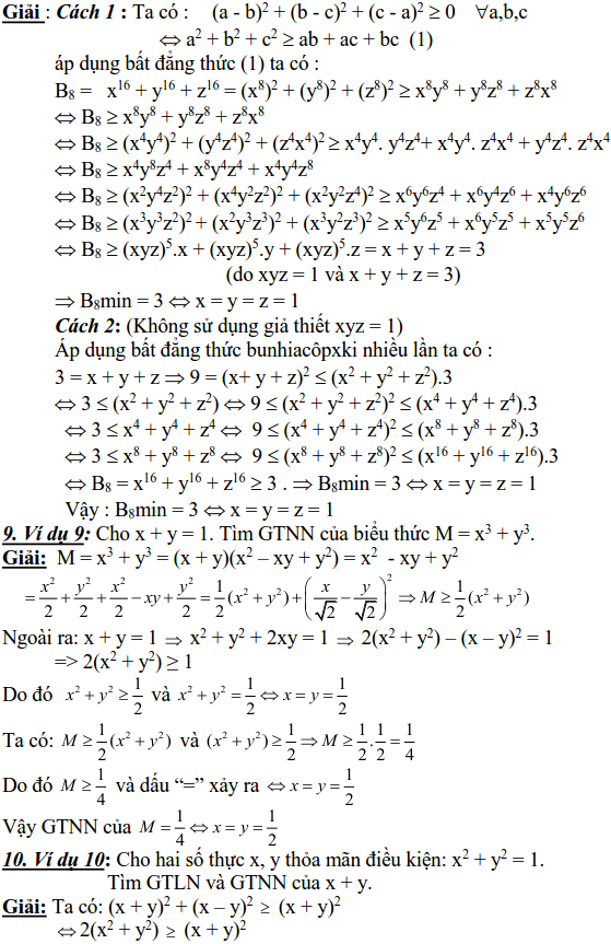 Sử dụng các bất đẳng thức cơ bản để tìm GTLN, GTNN-2