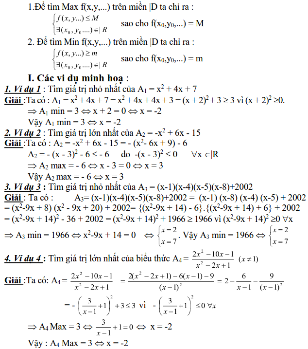 Sử dụng phép biến đổi đồng nhất để tìm cực trị (GTLN, GTNN)-1