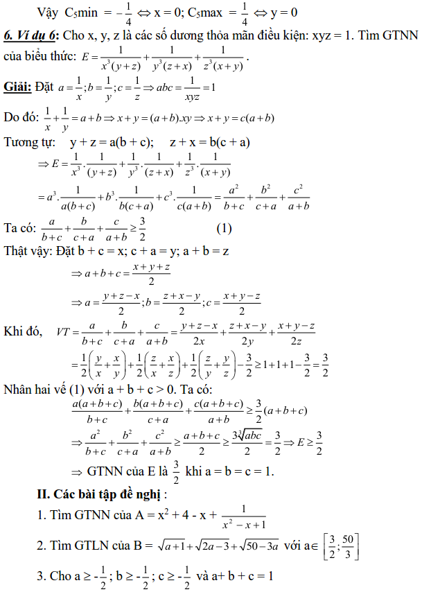 Sử dụng phương pháp đặt biến phụ để tìm GTLN, GTNN-2