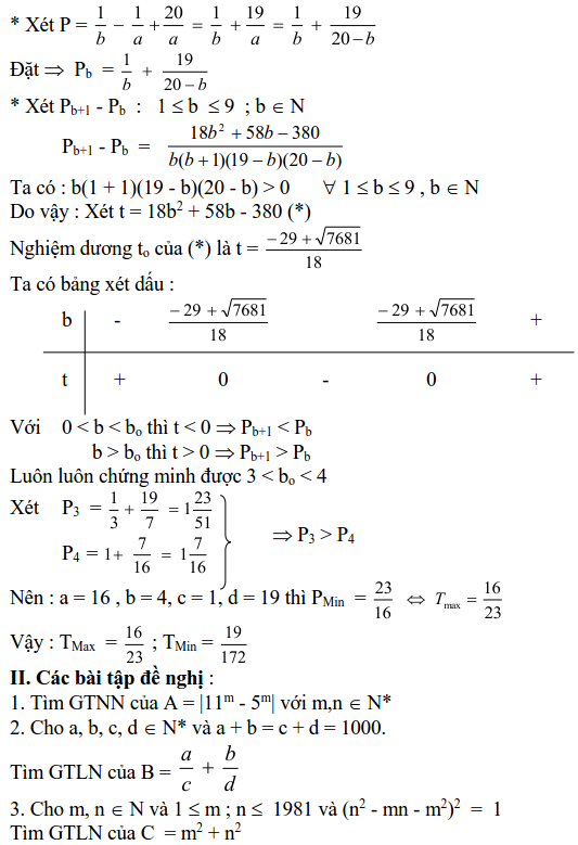 Sử dụng phương pháp xét từng khoảng giá trị để tìm GTLN, GTNN-2