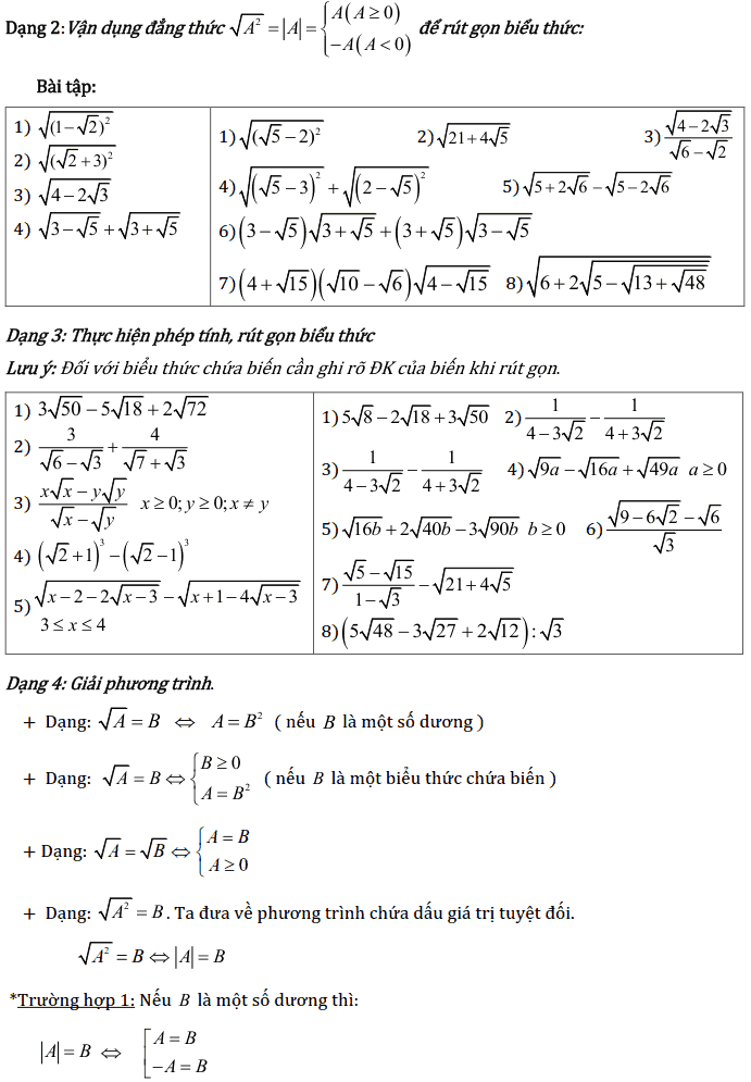 Chủ đề 1: Căn bậc 2 - Căn bậc 3 - Phần Đại số-2