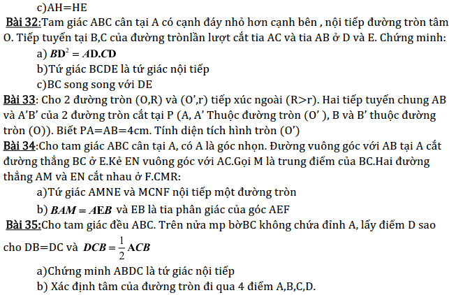 Chủ đề 2: Đường tròn - Phần Hình học-10