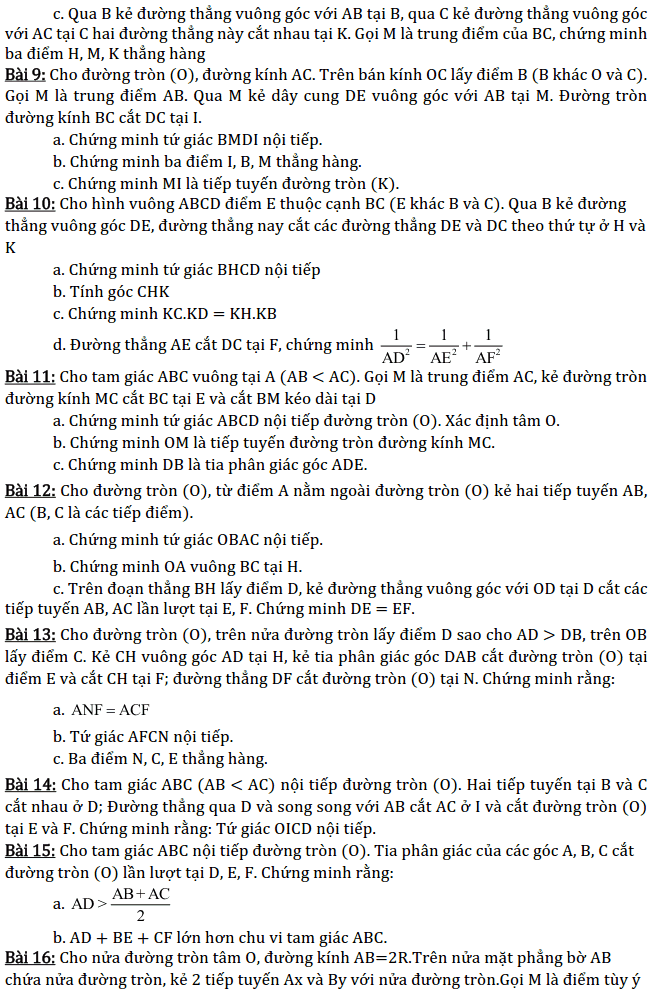 Chủ đề 2: Đường tròn - Phần Hình học-7