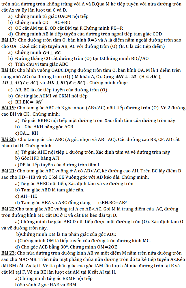 Chủ đề 2: Đường tròn - Phần Hình học-8