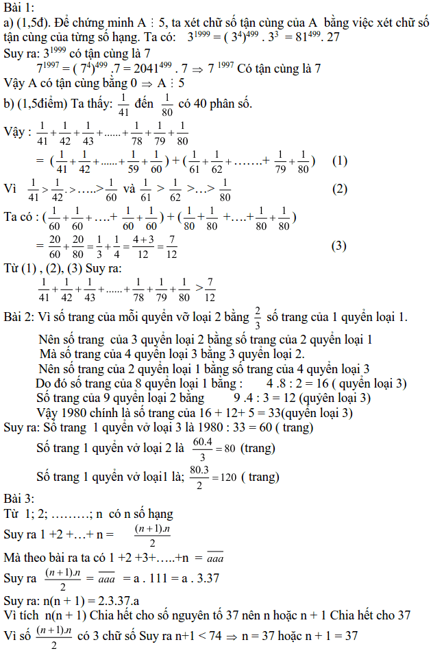 Đề thi học sinh giỏi Toán 6 số 1-1