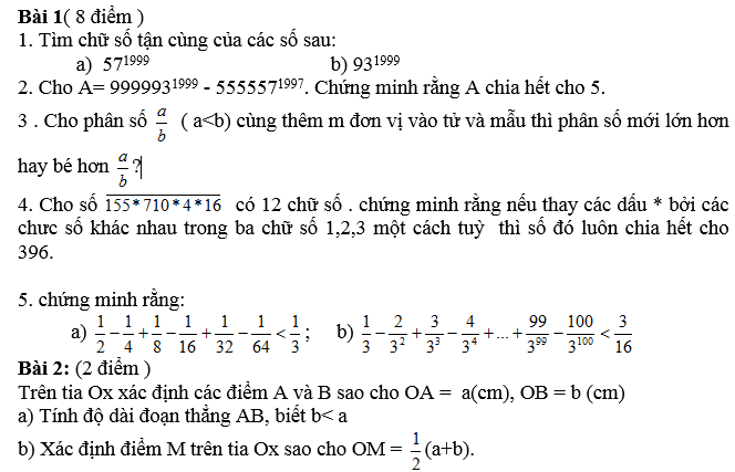 Đề thi học sinh giỏi Toán 6 số 7-1