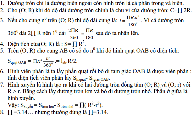 Ôn tập: Độ dài đường tròn - diện tích hình tròn