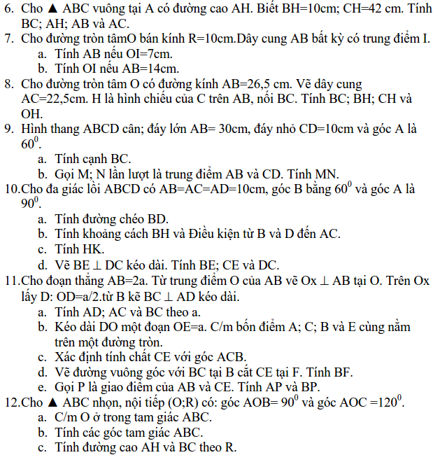 Ôn tập Hệ thức lượng trong tam giác vuông - Hình học 9-1