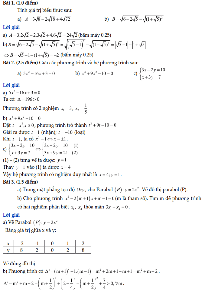 Đề thi tuyển sinh vào 10 môn Toán tỉnh Vĩnh Long 2017 – 2018 có đáp án-1
