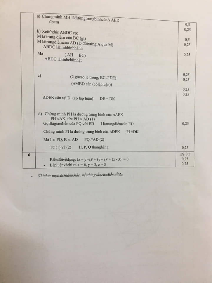Đề kiểm tra học kì 1 môn Toán 8 huyện Thanh Trì 2018-2019 có đáp án-2