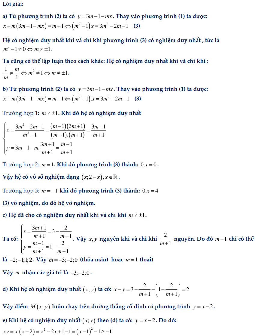 Dạng toán hệ phương trình bậc nhất chứa tham số-1