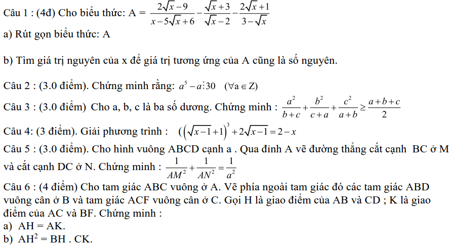 Đề thi chọn HSG Toán lớp 9 vòng huyện THCS Dân Thành có đáp án